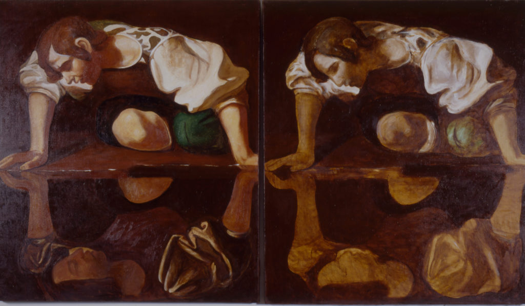 Pavel Kerestey, Dear painter, paint me a painting (frammento), 1991, olio su tela, serie di 10 lavori 105 × 100 cm ciascuna 